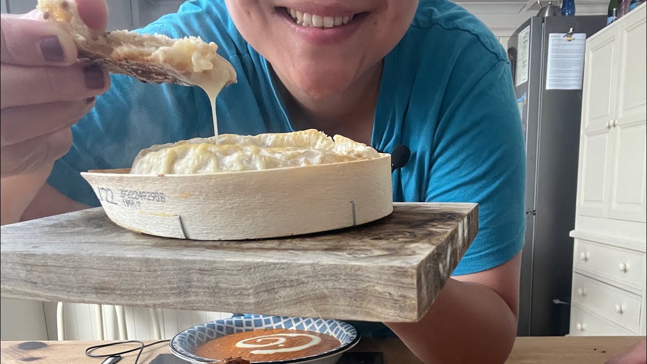 ASMR MUKBANG HOMEMADE BREAD AND TOMATO SOUP WITH GOOEY CAMEMBERT | HUNGOVER ASMR