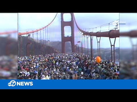300,000 people crowd Golden Gate Bridge for 50th anniversary in 1987