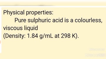 12 Chemistry Physical properties of Sulphuric acid