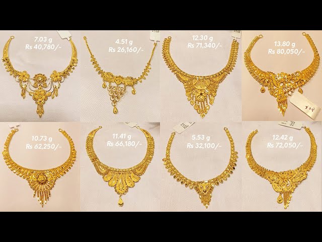 Light Weight Designer Gold Necklace Set from NAJ - South India Jewels