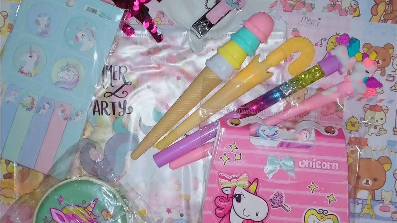 unboxing unicorn school supplies cute unicorn school supplies YouTube