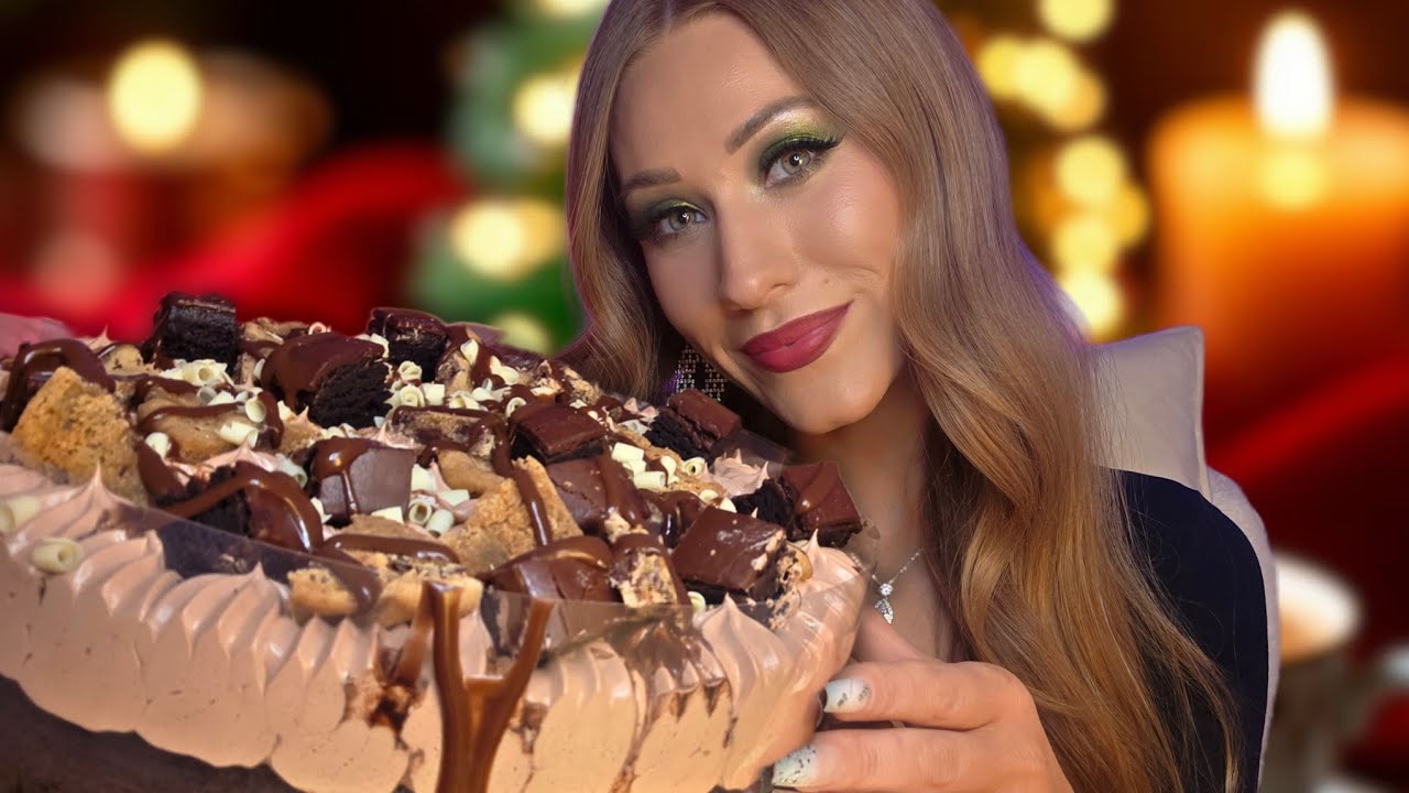 ASMR | Chocolate OVERLOAD Mousse Cake 🍰🍪🍫 | Twelve Days Of Mukbang 🎄