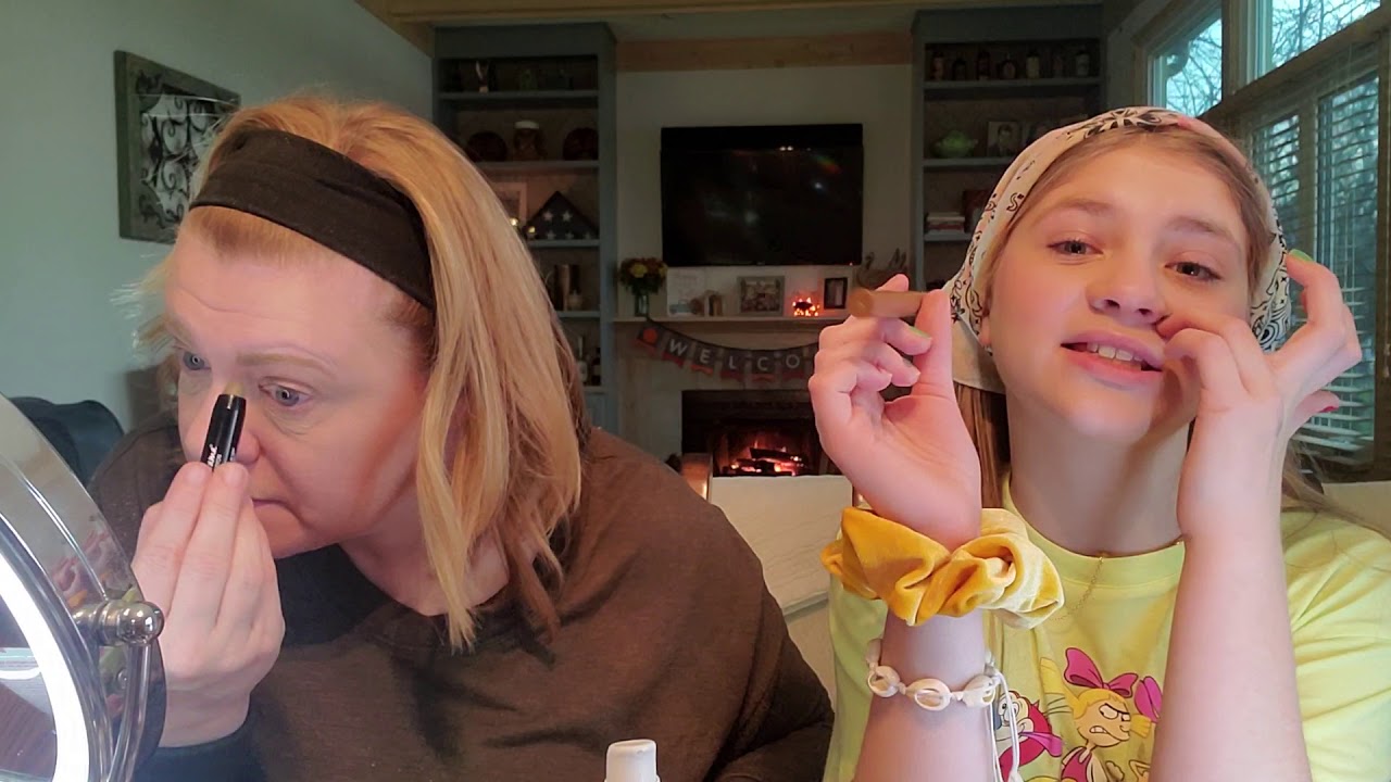 Mother daughter makeup time. 