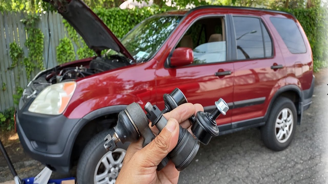 Honda CRV front lower ball joint sway bar link outer tie rod replacement