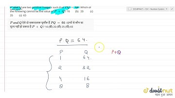 "`P\\ a n d\\ Q`are two positive integers such that `P Q\\ =\\ 64`. Which of