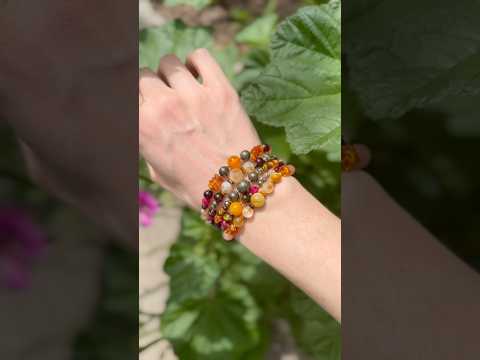 Браслет талісман для знаку зодіаку Лев з натурального каміння на затяжці d-8-6-4-3-2мм+-, видео 1