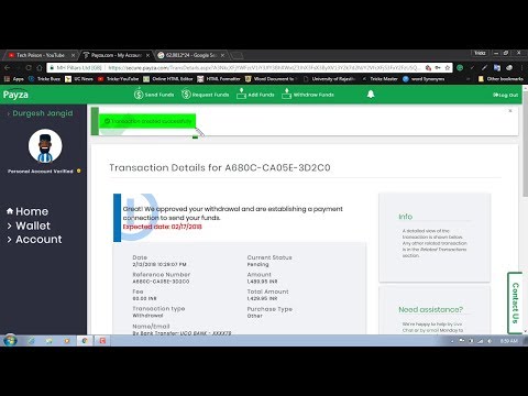 How to Transfer Money From Payza to Bank Account in India