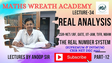 Real Analysis | Real Number System | Supremum and Infimum | CSIR NET Dec 2017 | Lecture-34