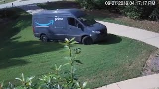 Video shows Amazon driver plowing through man's yard -- twice