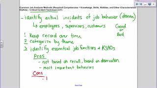 Job Analysis (Critical Incidents, O*NET) and Internal & External Employee Recruitment