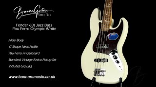 Fender 60s Jazz Bass Pau Ferro Olympic White | Bonners Guitar Store