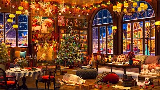 Smooth Christmas Jazz Music in Cozy Christmas Coffee Shop Ambience 🎄 Crackling Fireplace for Relax