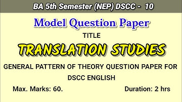 BA 5th Semester English DSC 10 Model Question Paper of Translation Studies