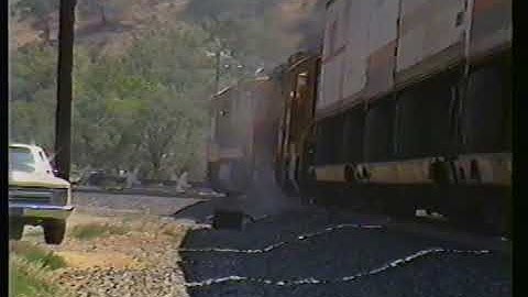 Tehachapi Loop Santa Fe Railroad 1991 Eastbound against the local