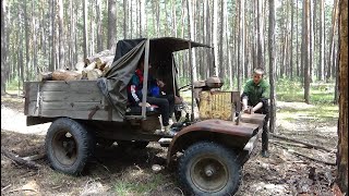 Поездка в лес на драндулете собираем ягоды и валёжник.