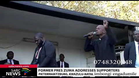 Imbongi Engadumile opening the stage for Former president Jacob Zuma outside High court 20 May 2019