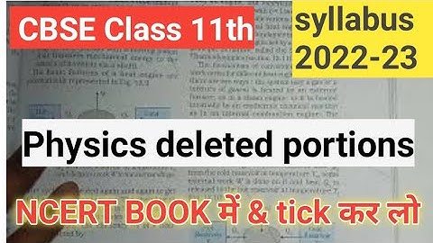 11th Physics Deleted Portions || CBSE 2023 New Syllabus physics || NCERT All Deleted chapter#class11