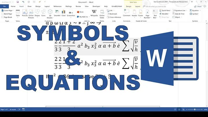 How to use symbols and equations in word
