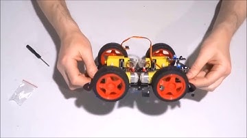 Assemble Kuman Smart Car Arduino Robot KIT SM11 Step 4  Install the Servo, Ranger and Battery Box