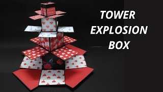 DIY Tower Explosion Box Tutorial For Beginners | How To Make Tower Explosion Box | gift boxes