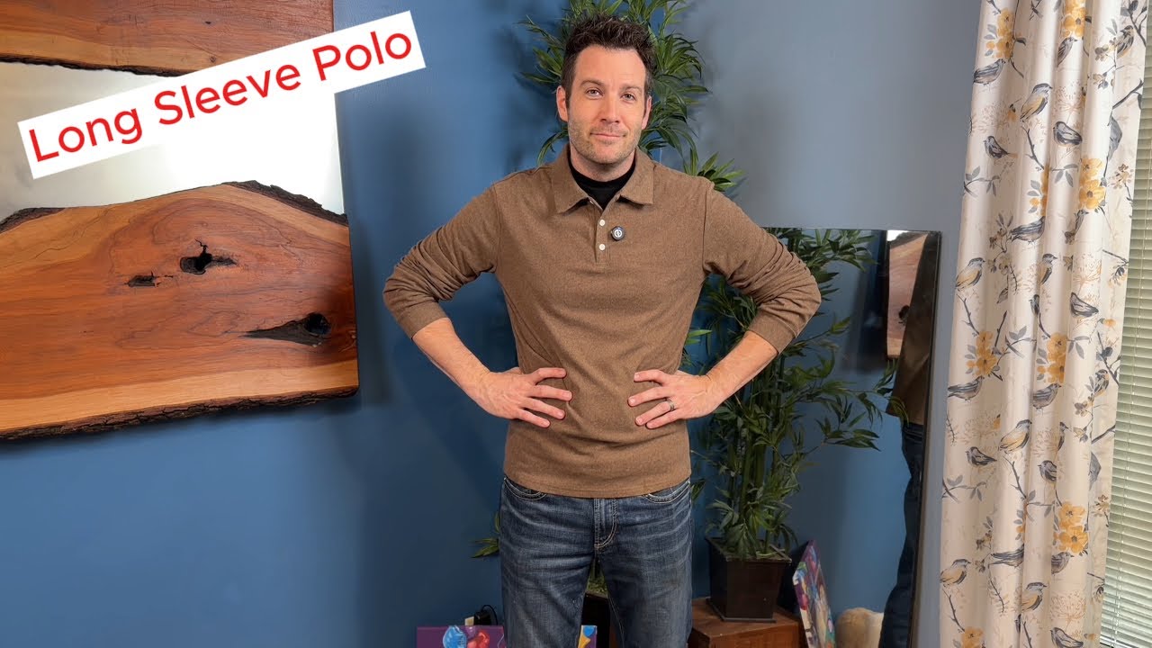 Men’s Long Sleeve Thermal Polo Shirt Classic Fit