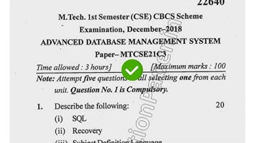 2018 Mdu MTech 1st Sem Advance Database Management System Question Paper #MduQuestionPaper