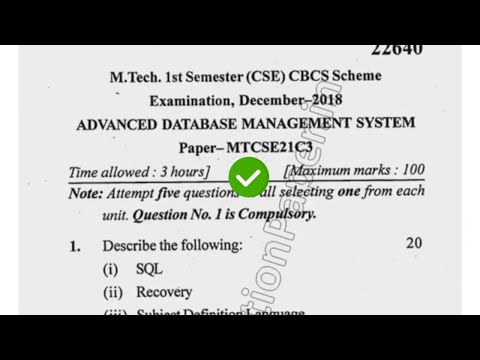 2018 Mdu MTech 1st Sem Advance Database Management System Question Paper #MduQuestionPaper