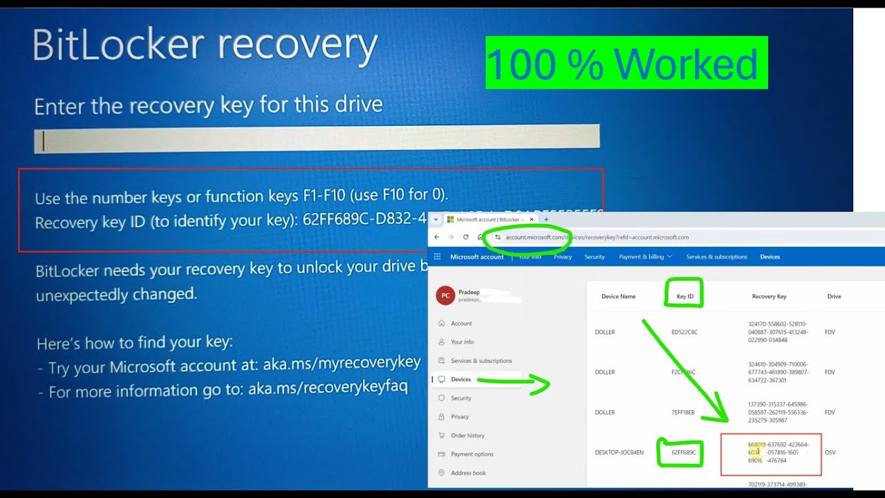 BitLocker Recovery Key Find easily/ turned off / Recover Key ID ...