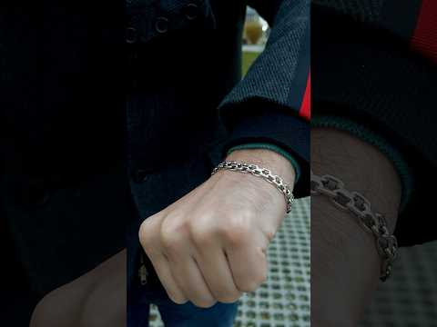 Срібний браслет чоловічий подвійний якір. Чоловічий срібний браслет якірний 7 мм / 21 см, видео 1