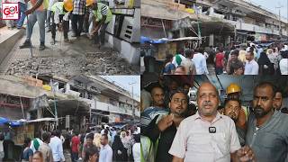 DEMOLITION OF KALABURAGI’S FLOWER MARKET CORPORATION COMPLEX BEGINS AMID PROTEST FROM SHOP OWNERS