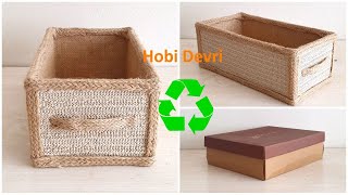 Making Organizer with Shoes Boxes,Diy Storage Basket,Boxes Recycle, Ayakkabı Kutusu Geri Dönüşümü