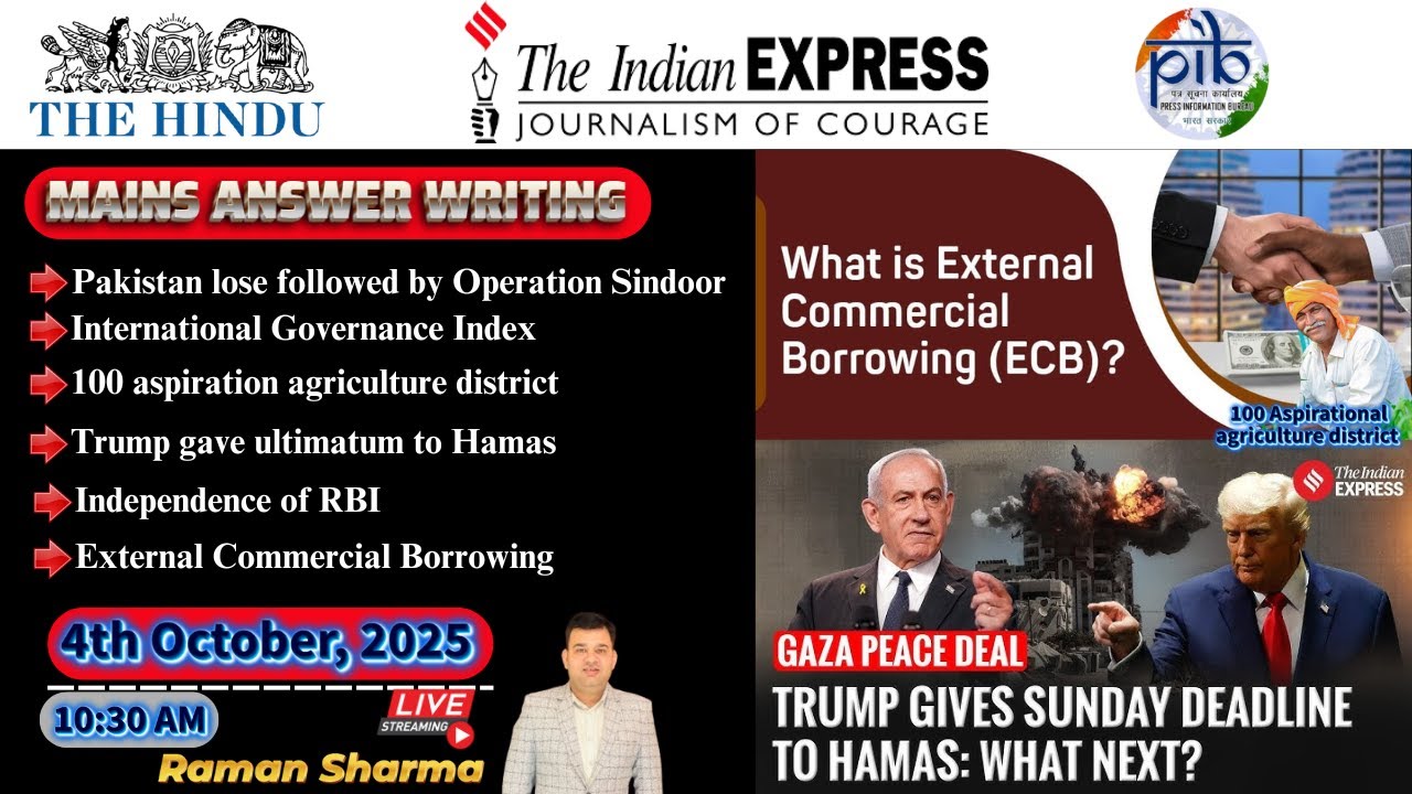 4th October 2025 Current Affair Part 1 | The Hindu | Indian Express ...
