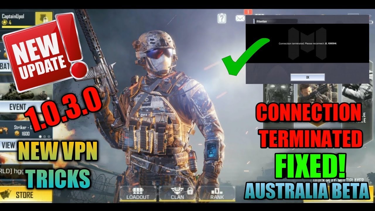 FIX Call of Duty MOBILE 1.0.3 Connection Terminated Error | New VPN Tricks  | Australia BETA - 