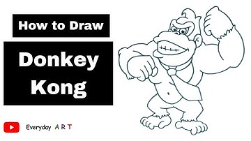 Art 161 - How to Draw Donkey Kong from Mario for Kids - Easy and Simple Drawing 2023