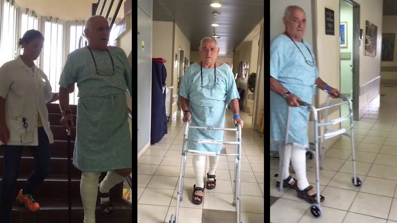 גרשון שץ בתרגילי פיזיותרפיה לאחר ניתוח החלפת ברך וחזרה לשגרה