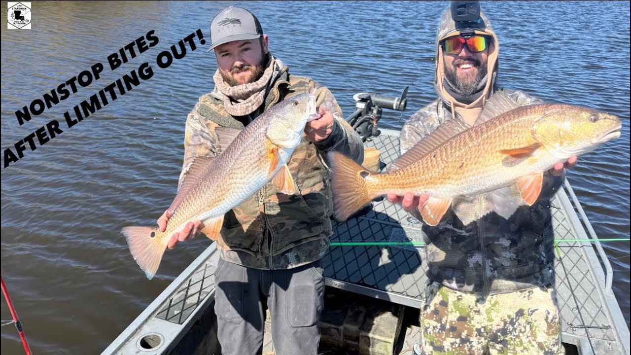EPIC ACTION! 40+ Redfish AFTER Limiting Out!! - YouTube
