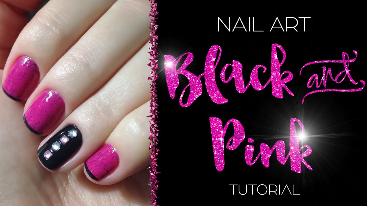 6. Black and Pink Nail Art Tutorial - wide 2