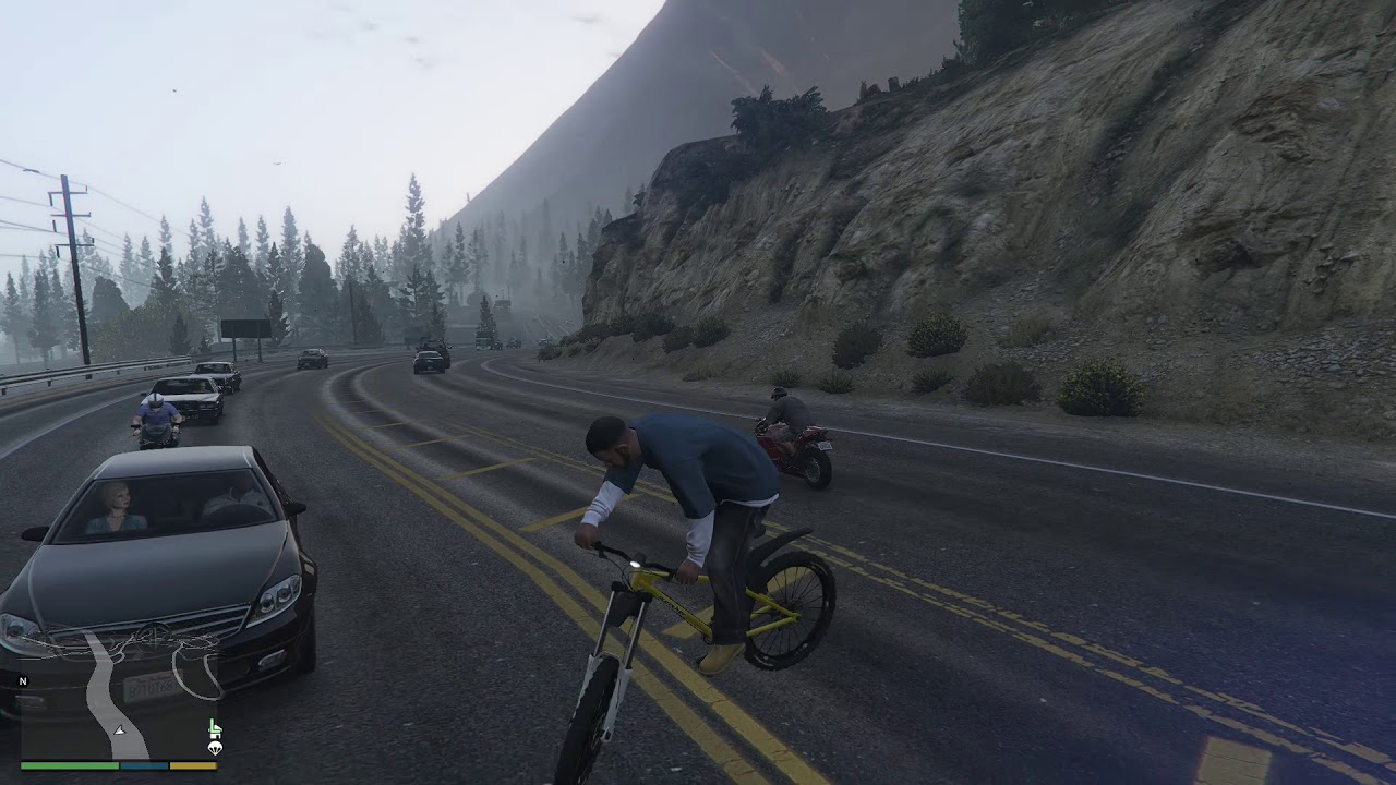 Floating Franklin on a bike