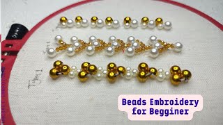 Beads Hand embroidery basic stitches tutorial for beginners || Beads embroidery design