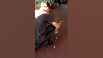 Painting the floors of our school bus tiny house conversion #shorts #skoolie #buslife #busconversion