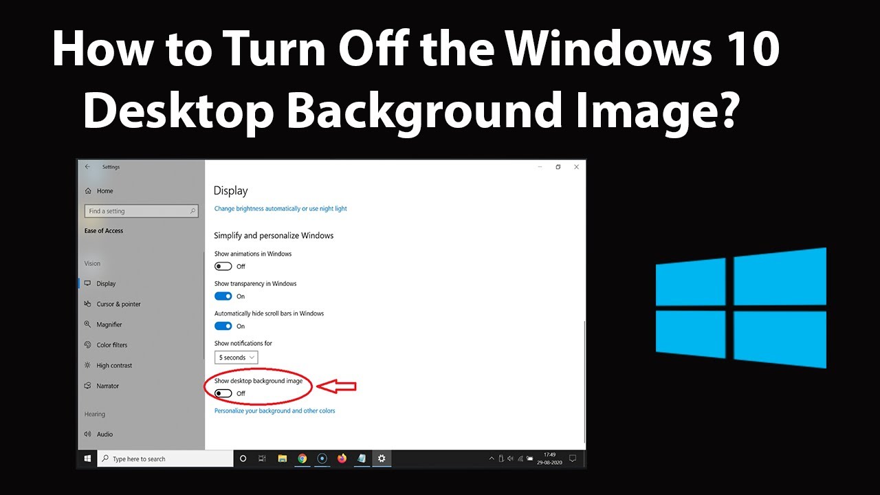 How To Turn Off The Windows 10 Desktop Background Image Youtube