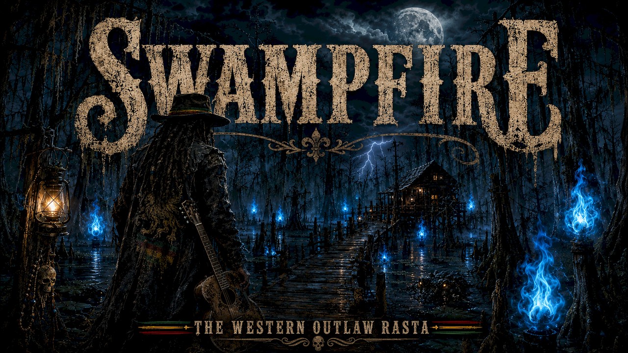 SWAMPFIRE - SINGLE🐊| The Western Outlaw Rasta | Official Visualizer, Dark Rasta Outlaw, SwampOutlaw🪕