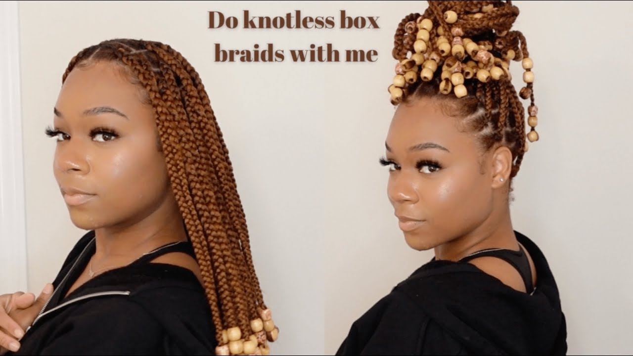 How to do knotless box braids tutorial // Chit Chat and do hair with me ...