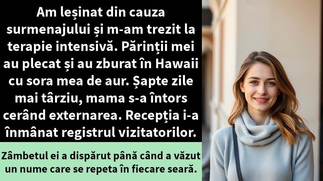 Am leșinat din cauza surmenajului și m-am trezit la terapie intensivă. Părinții mei au plecat și au