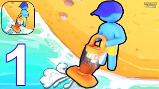 Clean The Beach - Gameplay Walkthrough Part 1 Stickman Beach Cleaner Job (iOS, Android Gameplay)