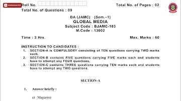 BA 1ST SEM JAMC GLOBAL MEDIA NOV 2019 | PTU