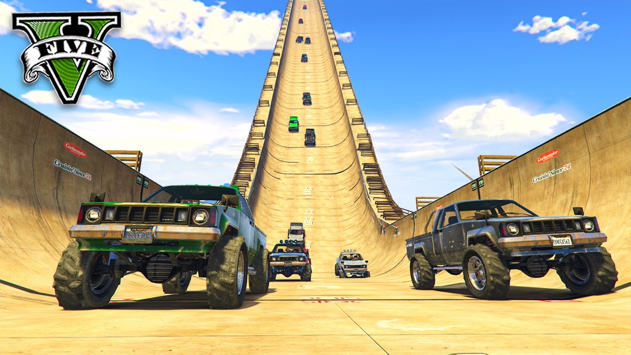 GTA V Online: O VAI E VEM na DESCIDA GIGANTE da RAMPA DE SKATE!!! (DEI RAGE)