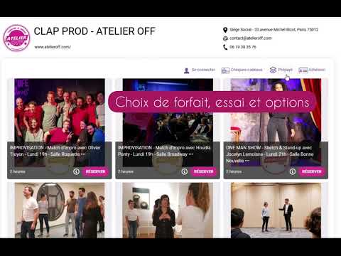 Le menu - Tuto : comment utiliser la plateforme de réservation Bookeo - Atelier Off