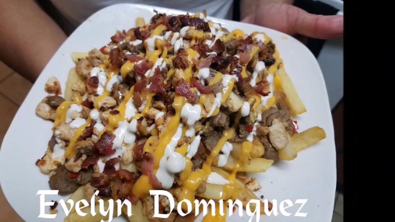 Como hacer Papas Fritas Locas (Papas con 4 Carnes ) - YouTube