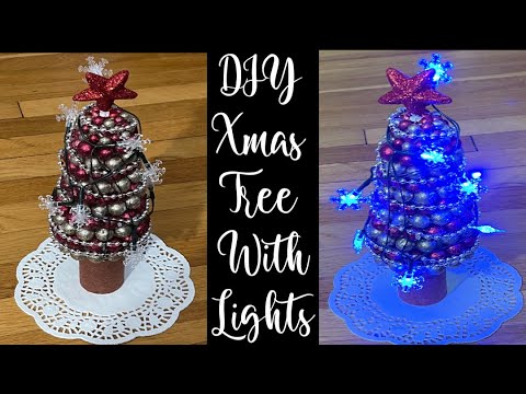How To Make Dollar Tree Vase Fillers Christmas Tree/ DIY Christmas Tree With Lights Easy & Beautiful